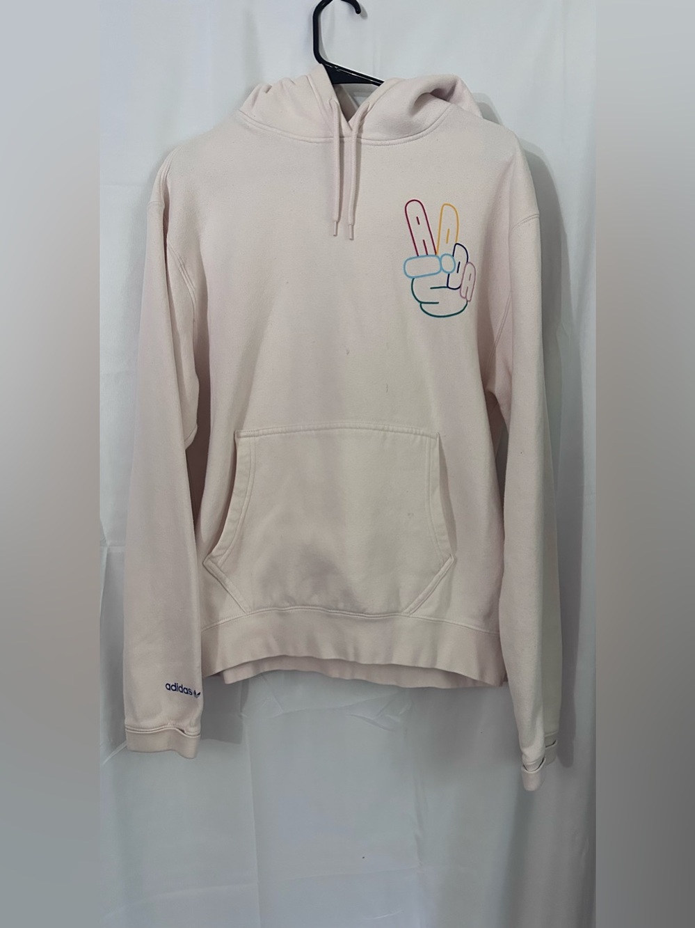 adidas Pale Pink Hoodie with Peace Sign - Picture 2 of 5